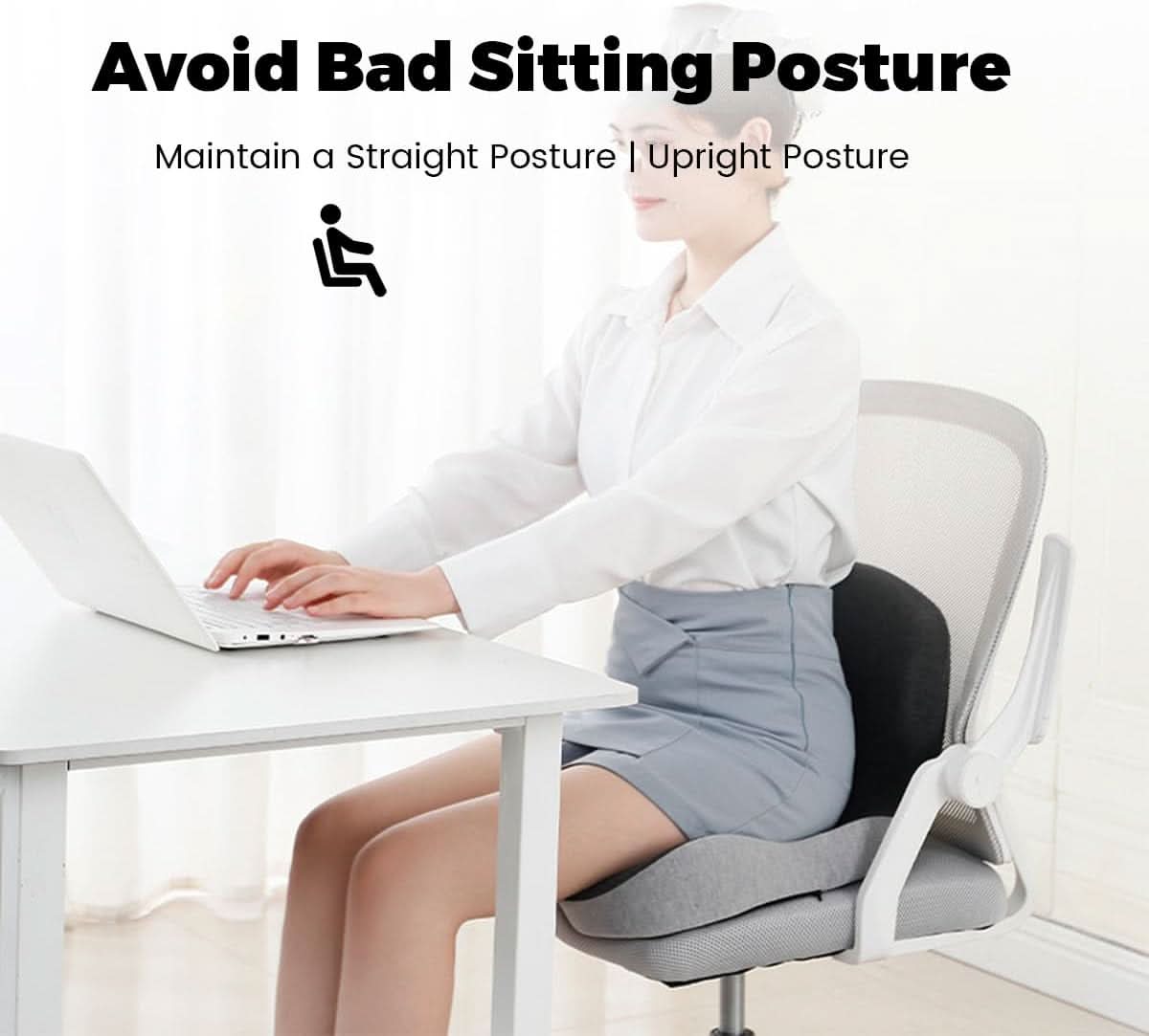 Rebolet | Ergonomisches Sitzkissen mit Lendenstütze für Büro, Auto & Reisen