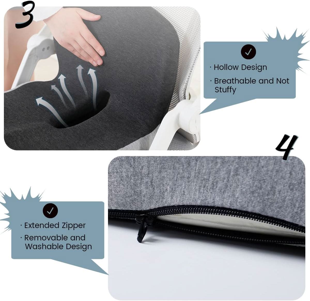 Rebolet | Ergonomisches Sitzkissen mit Lendenstütze für Büro, Auto & Reisen