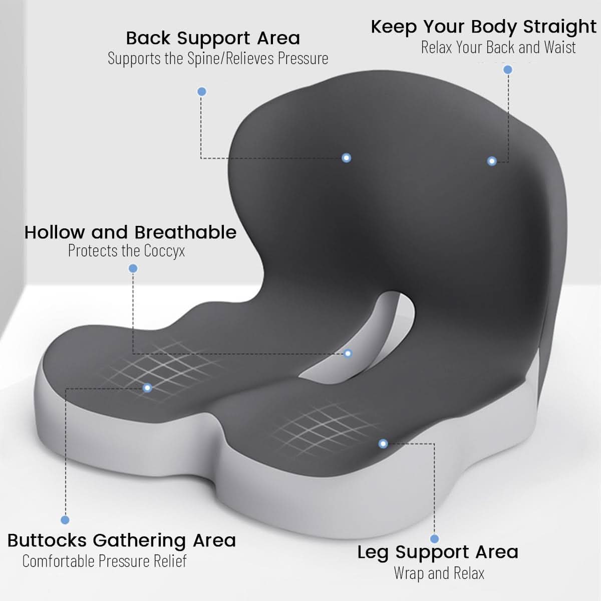 Rebolet | Ergonomisches Sitzkissen mit Lendenstütze für Büro, Auto & Reisen