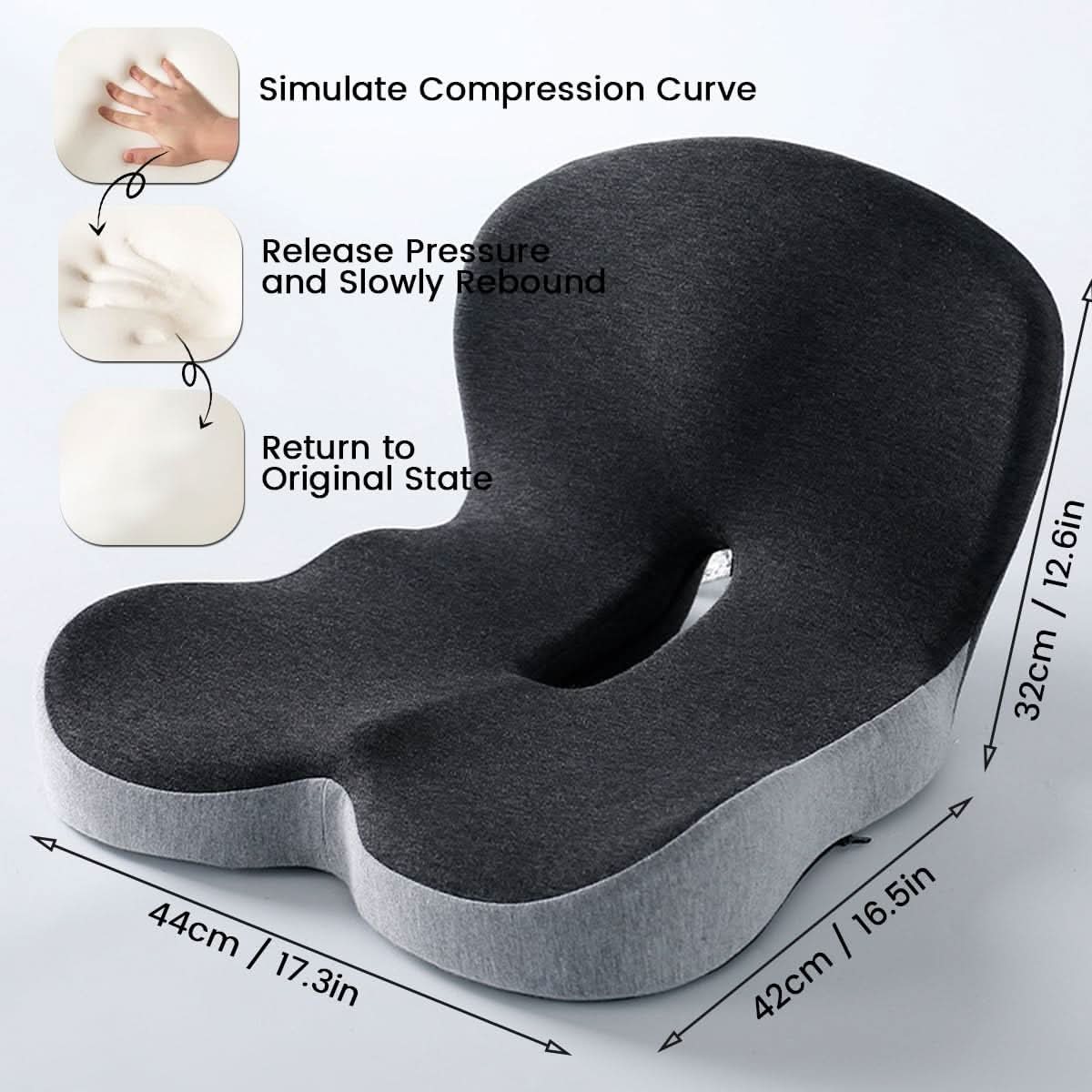 Rebolet | Ergonomisches Sitzkissen mit Lendenstütze für Büro, Auto & Reisen