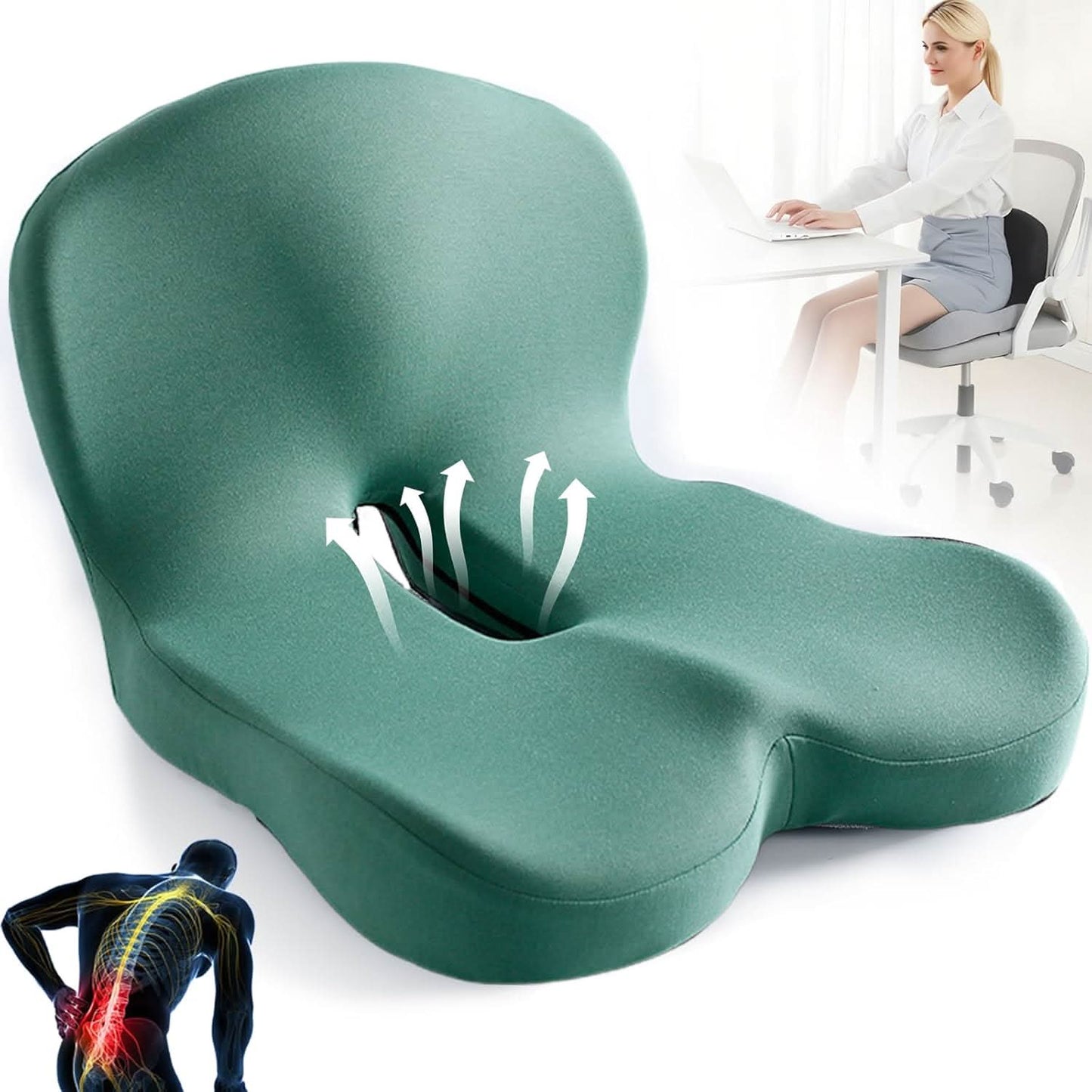 Rebolet | Ergonomisches Sitzkissen mit Lendenstütze für Büro, Auto & Reisen