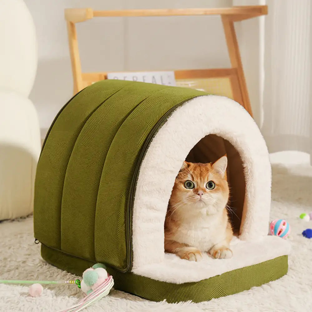 Gemütliche Höhlen-Bett für Katzen & Hunde, Plüsch, tiefes Schlafen