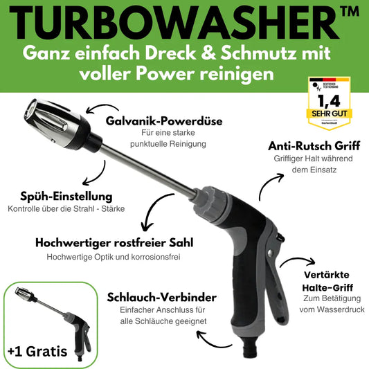 TurboWasher Hochdruckreiniger für Gartenschlauch – Leistungsstarke Reinigung für Garten & Auto
