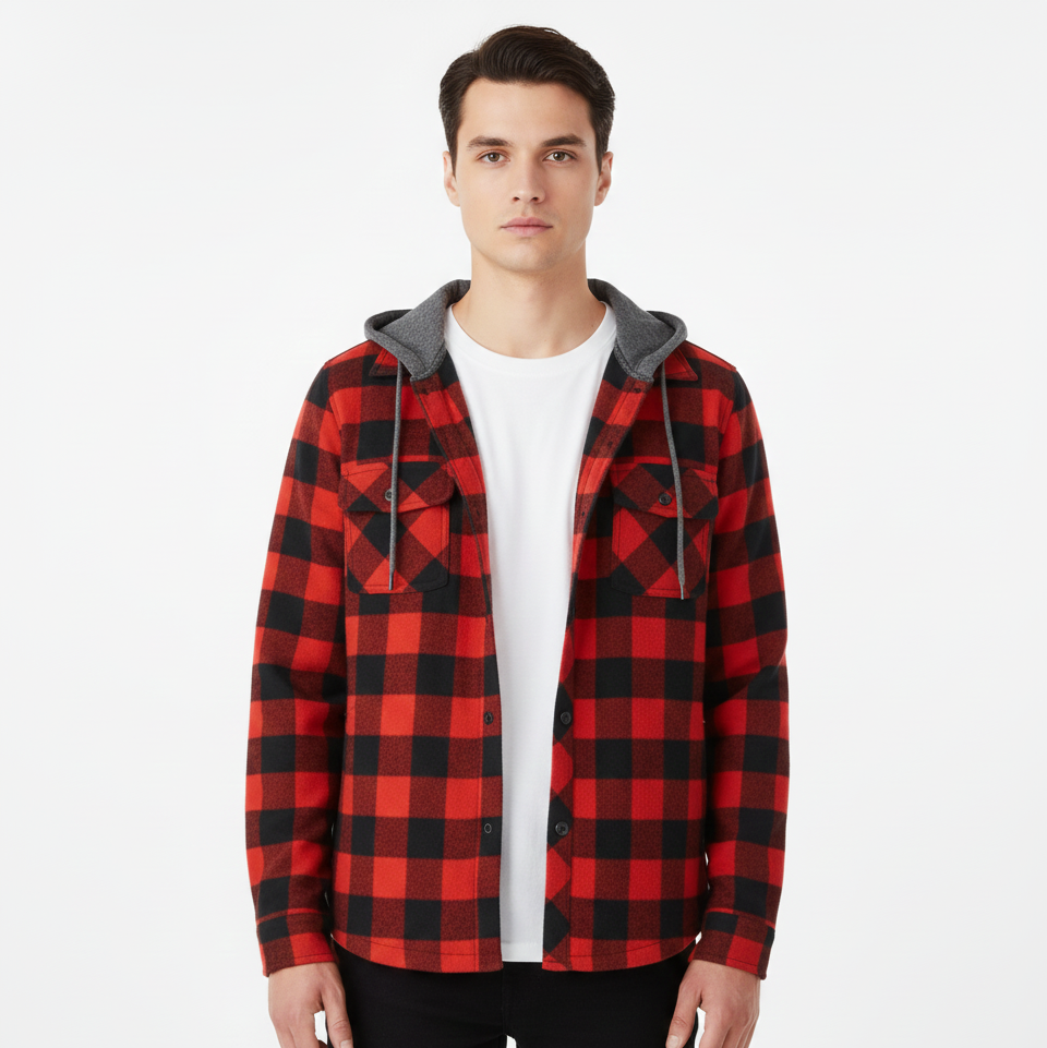 Herren Relaxed Hooded Shirt-Jacke