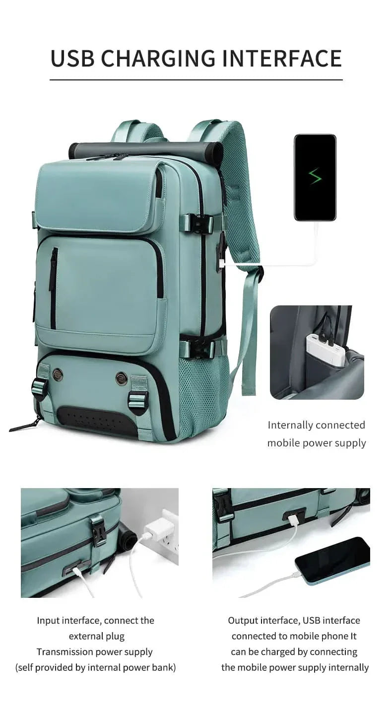 Rebolet | Großer wasserdichter Reiserrucksack mit USB-Anschluss