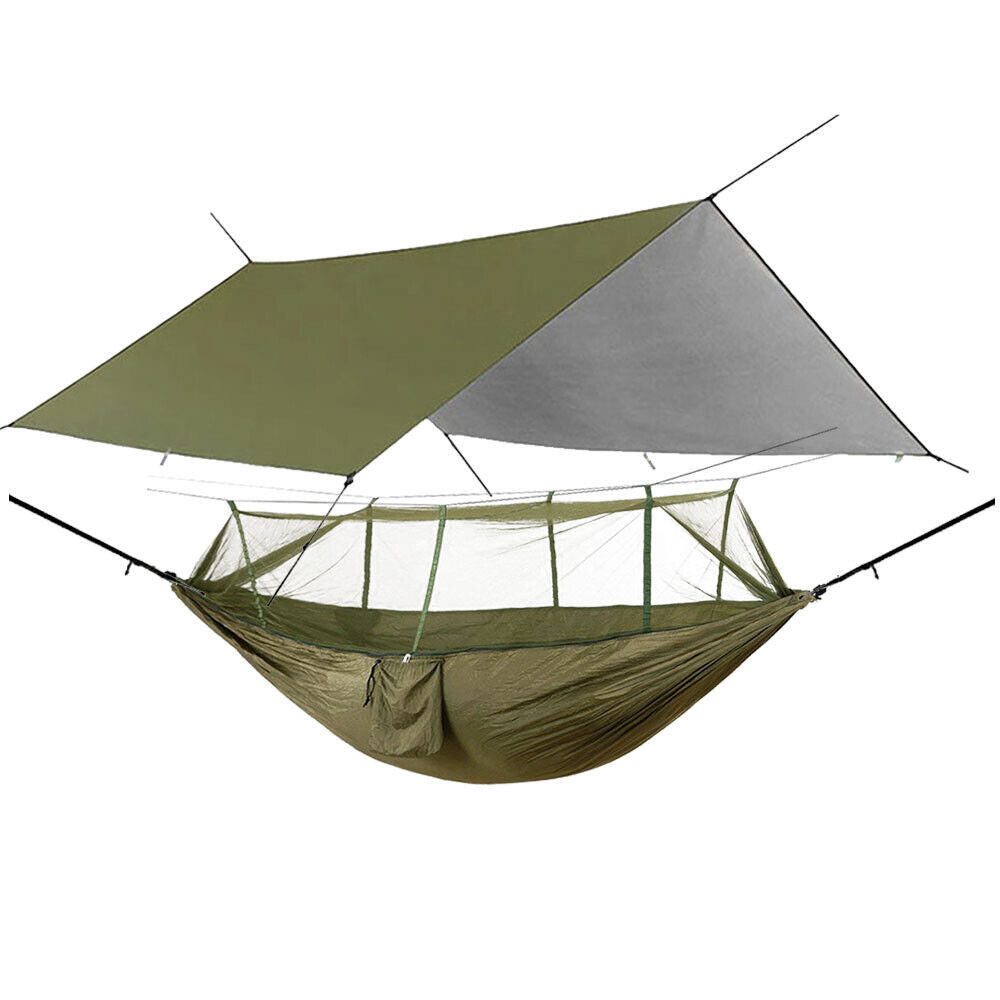 Camping-Hängematten-Set mit Moskitonetz, Unterdecke & Regenschutz