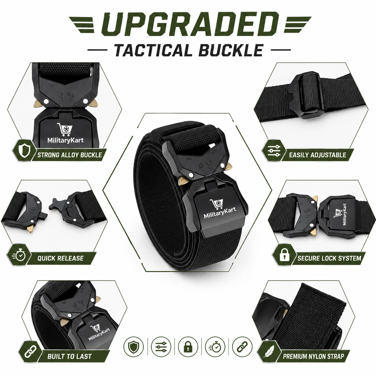 Robuster Tactical-Gürtel für Herren – mit Metalllegierungs-Schnellverschluss