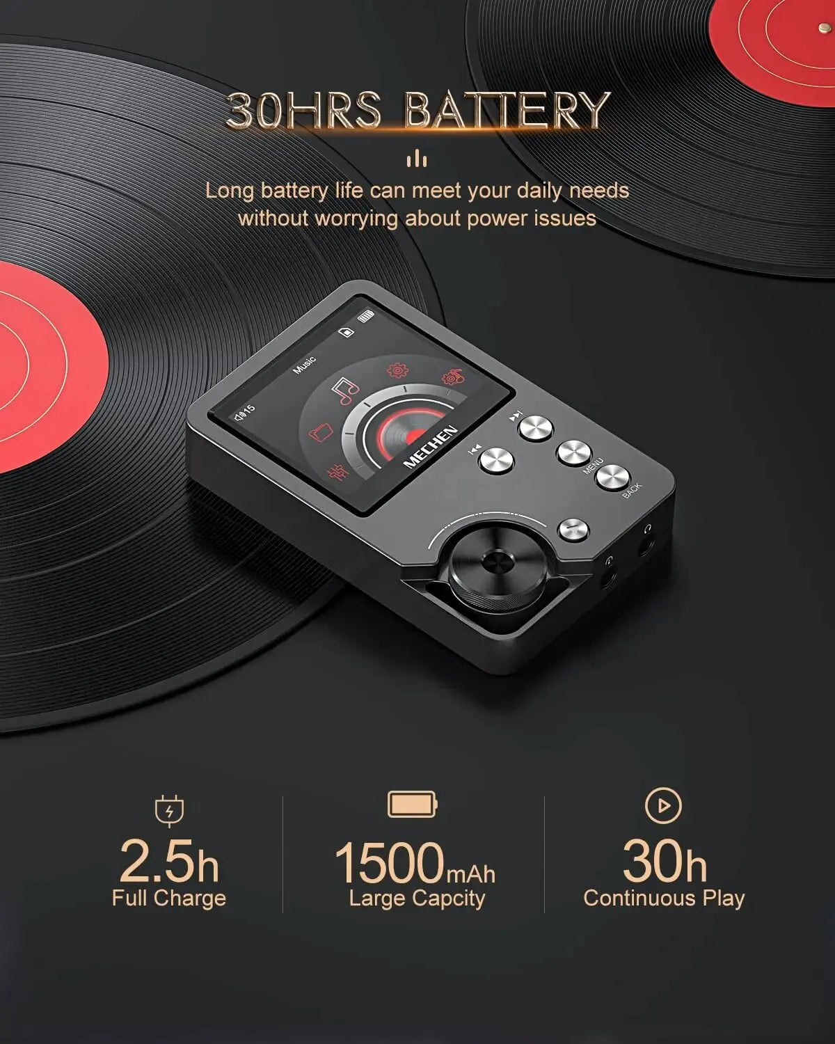 Rebolet | HiFi MP3 Player MECHEN-M30 – Premium verlustfreies Audio mit 64GB Speicherkarte, unterstützt bis zu 256GB