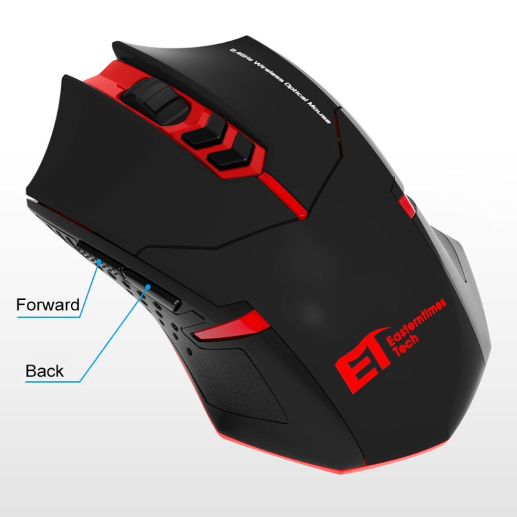 Rebolet | ET X-08 7-Tasten 2400DPI 2.4G Wireless Stille Gaming Maus mit USB-Empfänger & Farbige Hintergrundbeleuchtung (Schwarz)