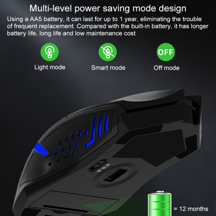 Rebolet | ET X-08 7-Tasten 2400DPI 2.4G Wireless Stille Gaming Maus mit USB-Empfänger & Farbige Hintergrundbeleuchtung (Schwarz)
