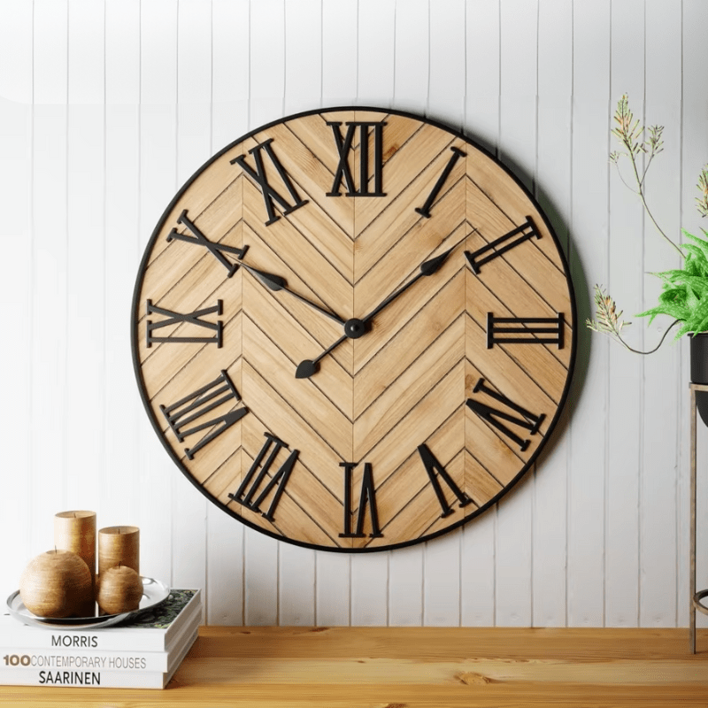 Rebolet| Traditionelle Wanduhr mit Römischen Ziffern | Klassisches Rustikales Design