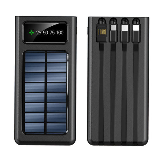 Super 30.000mAh Solar-Powerbank – 4 USB-Anschlüsse, Kabel integriert