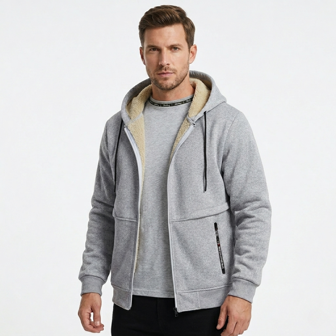 Schwere Kapuzenjacke mit Reißverschluss