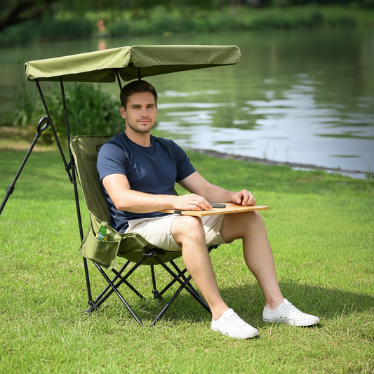 Canoplyr Übergroßer Klappsessel mit Sonnenschutz