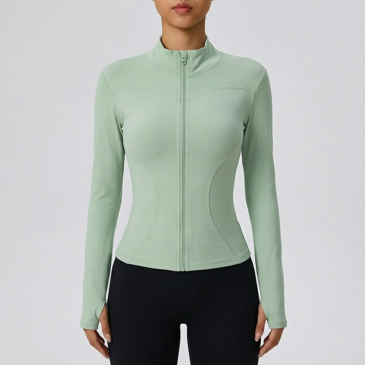 Fluxara Langarm-Trainings-Zip-Jacke figurbetont