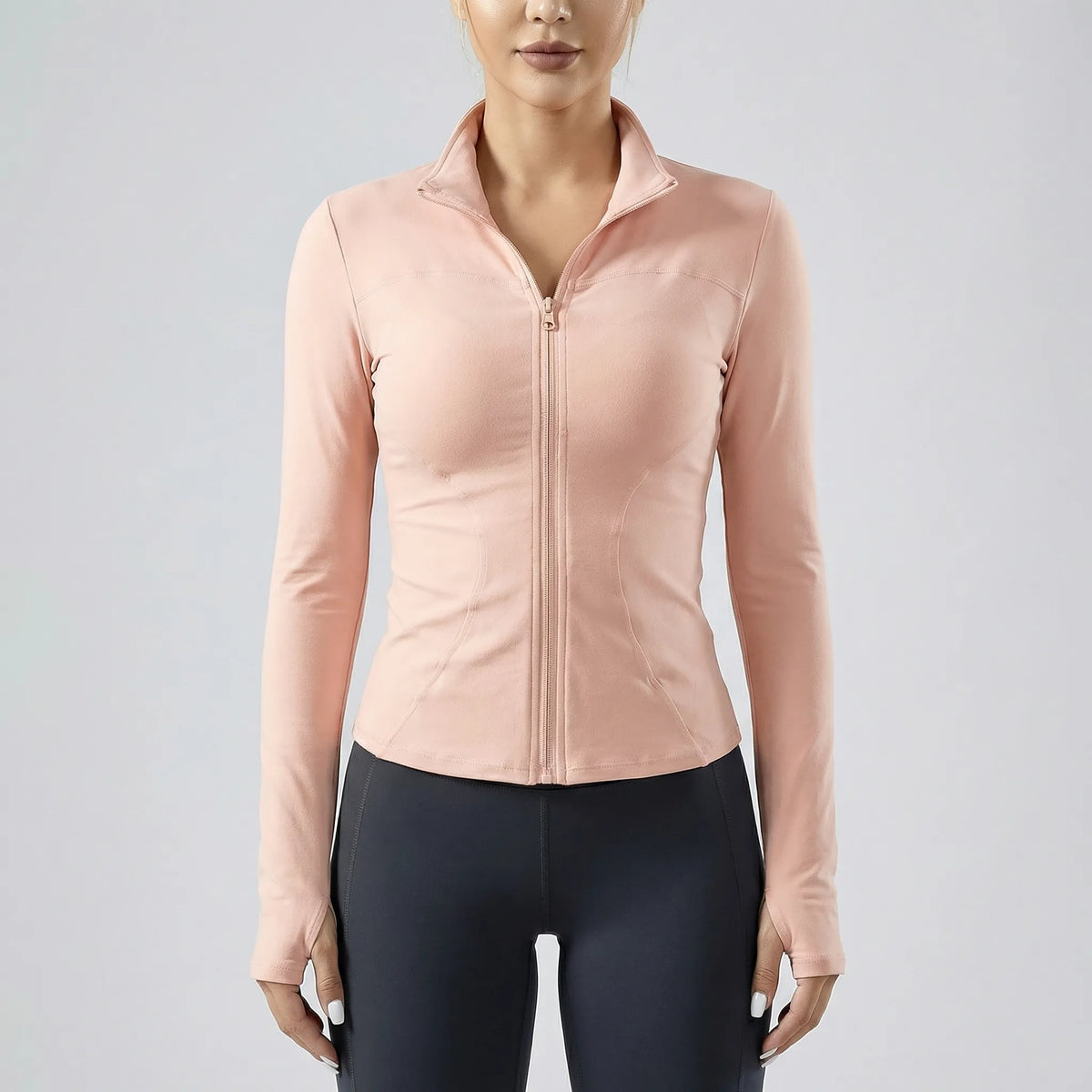 Fluxara Langarm-Trainings-Zip-Jacke figurbetont