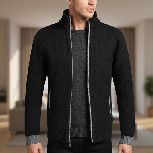 Gefütterter Cardigan mit durchgehendem Reißverschluss