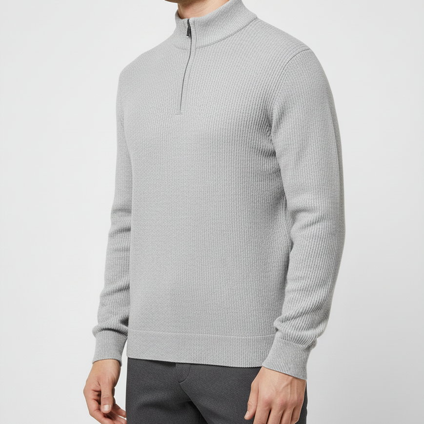 Strickpullover mit halbem Reißverschluss