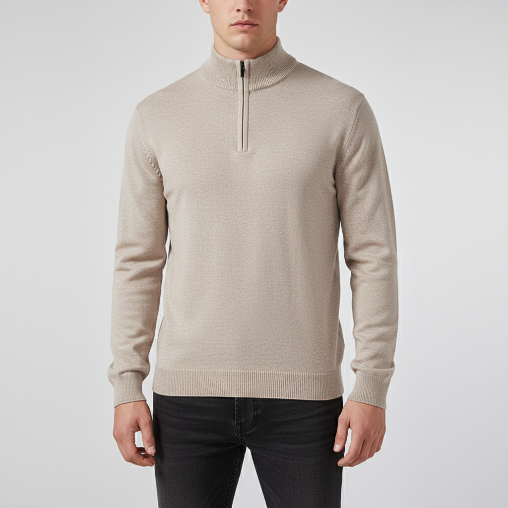Strickpullover mit halbem Reißverschluss