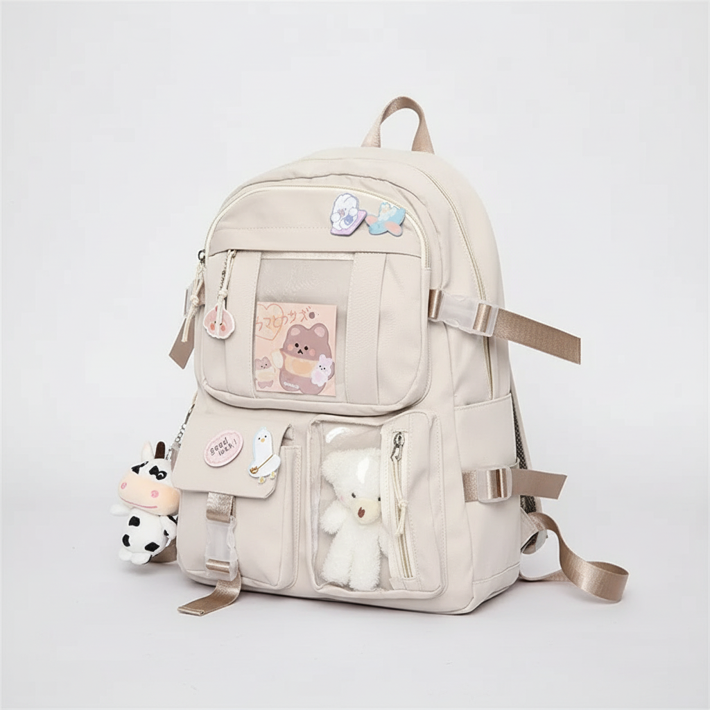 Lilacory Preppy-Style Schulrucksack