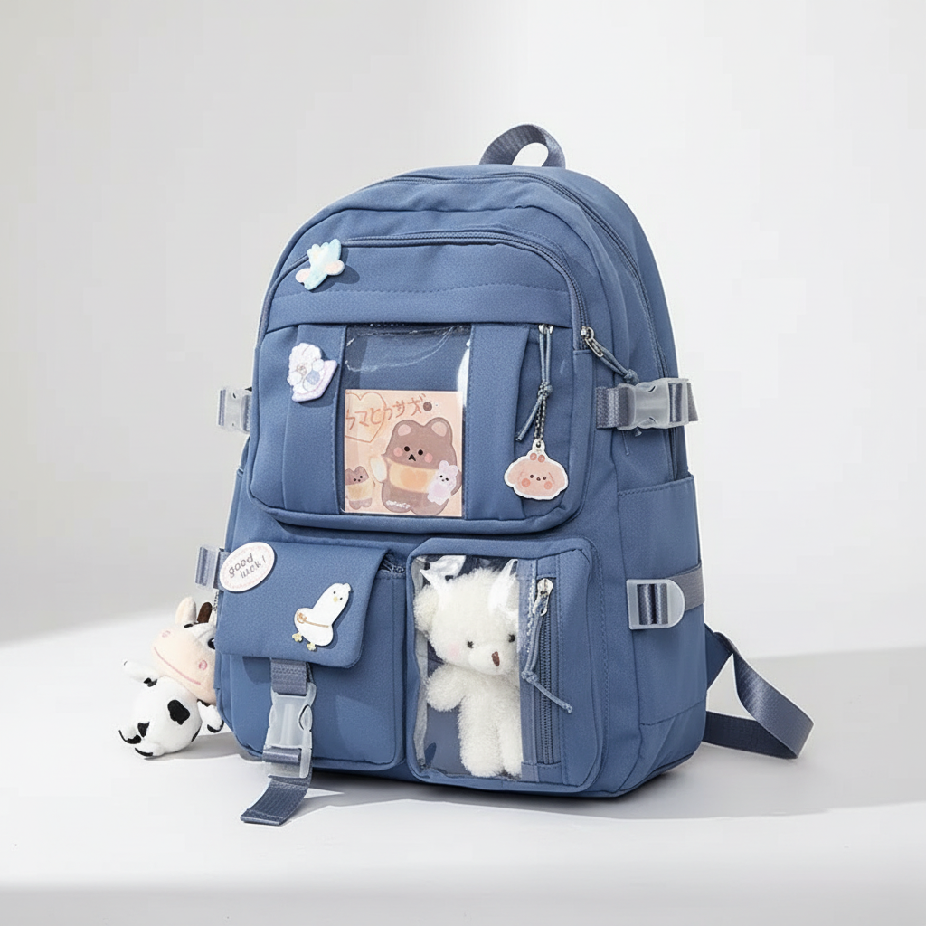 Lilacory Preppy-Style Schulrucksack