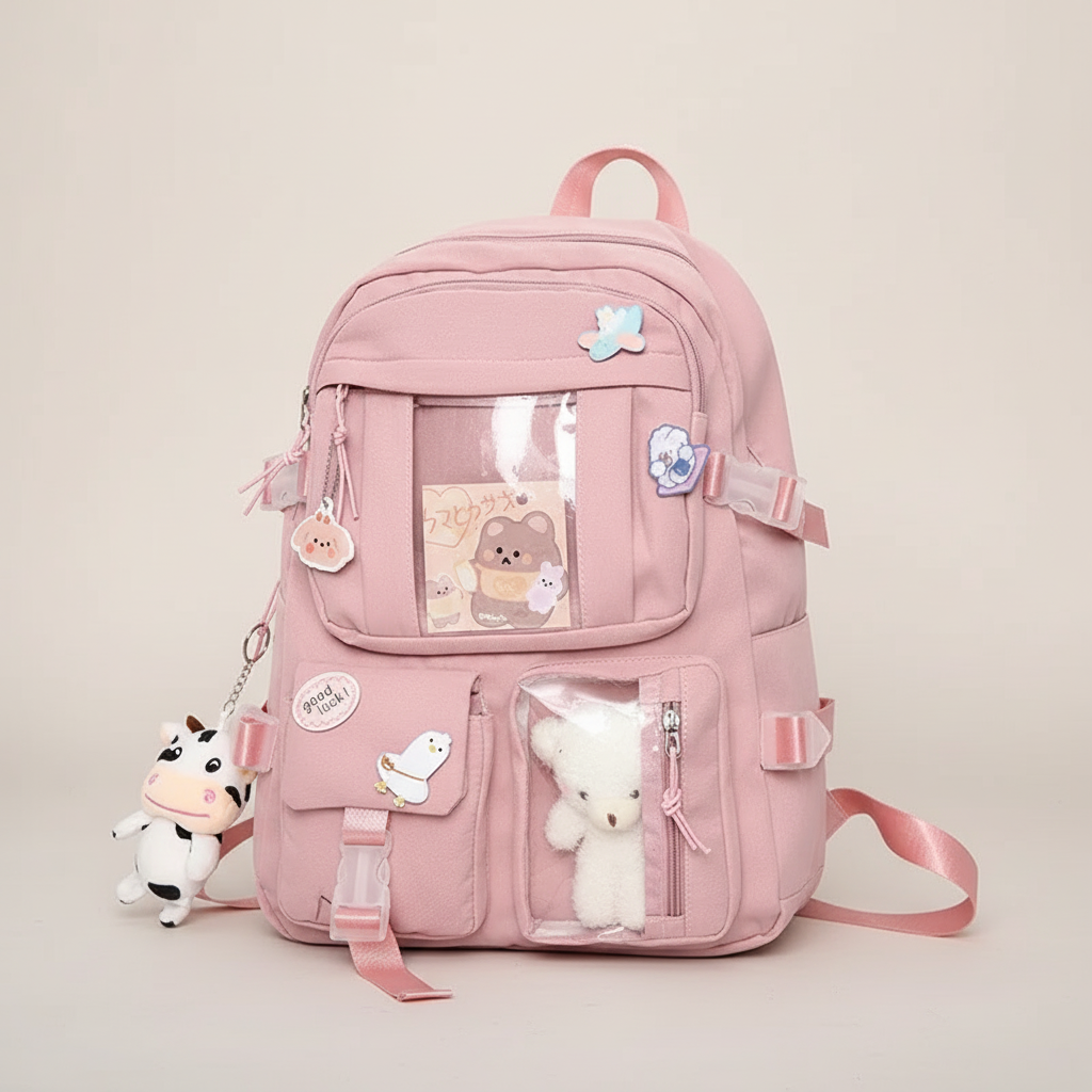 Lilacory Preppy-Style Schulrucksack