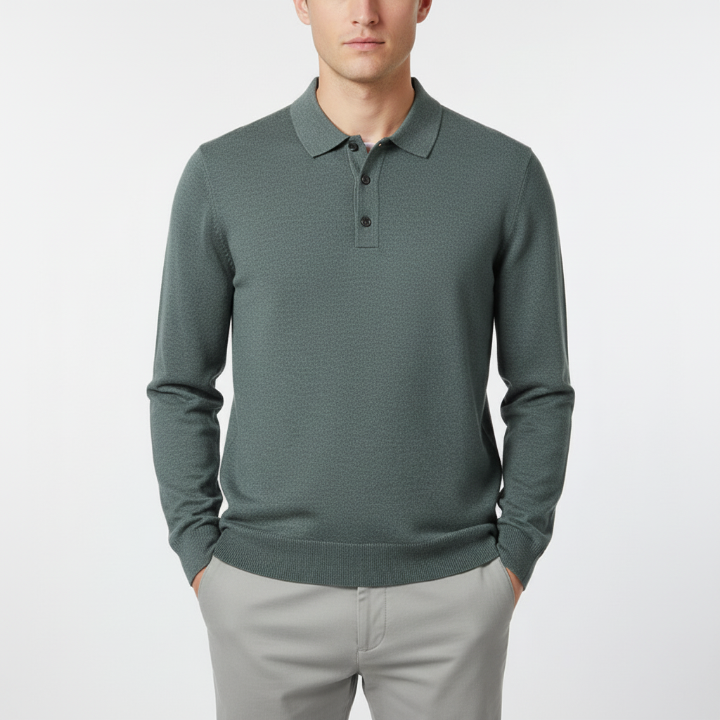 Langarm Strickpolo für Herren