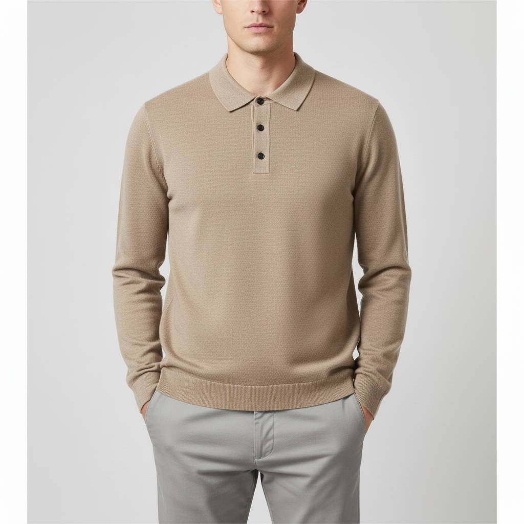 Langarm Strickpolo für Herren