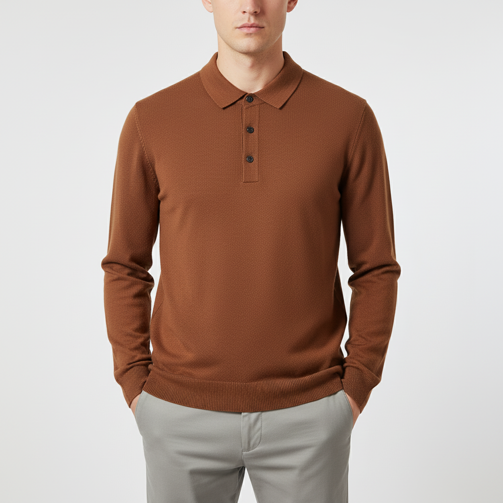 Langarm Strickpolo für Herren