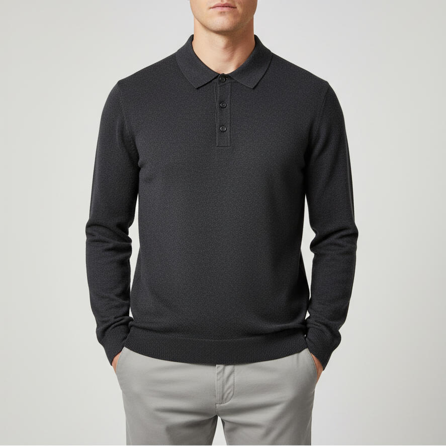 Langarm Strickpolo für Herren
