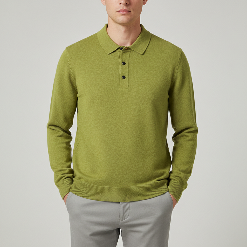 Langarm Strickpolo für Herren
