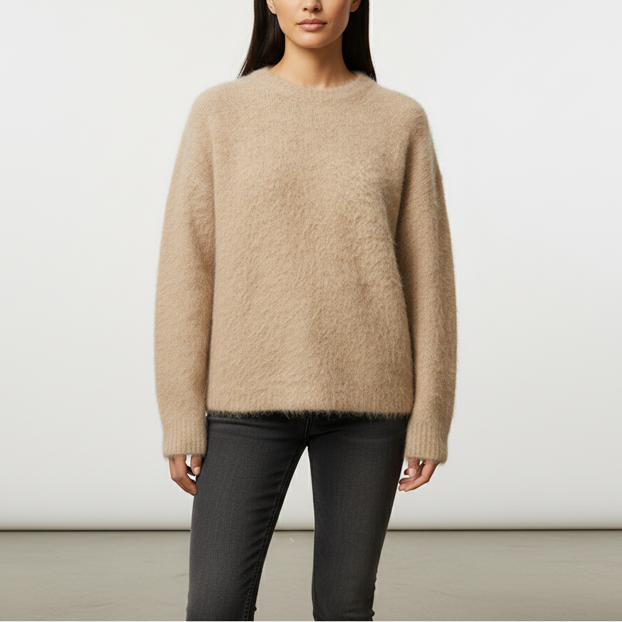 Locker geschnittener Alpaka-Strickpullover