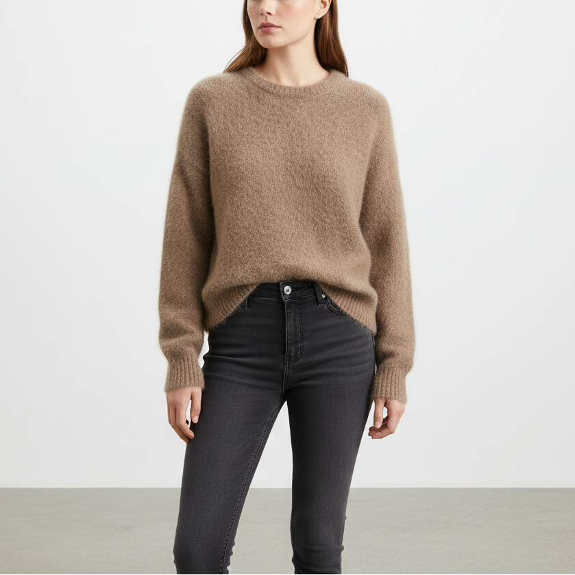 Locker geschnittener Alpaka-Strickpullover