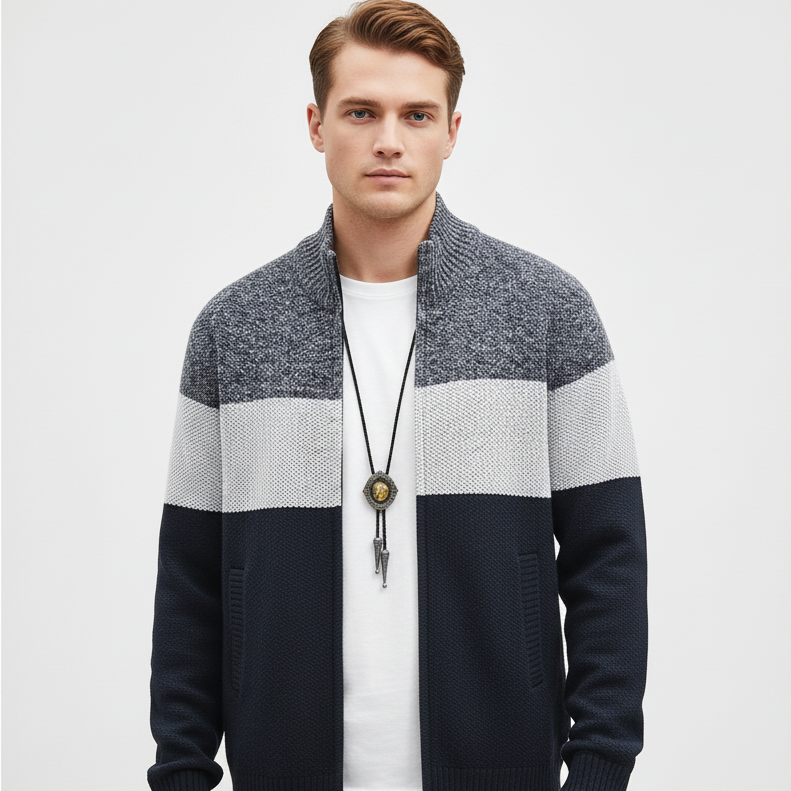 Herren-Strickcardigan mit Reißverschluss