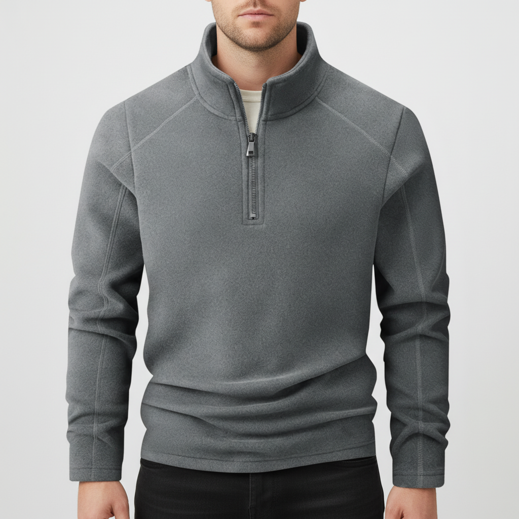 Herren Langarmshirt mit halbem Reißverschluss