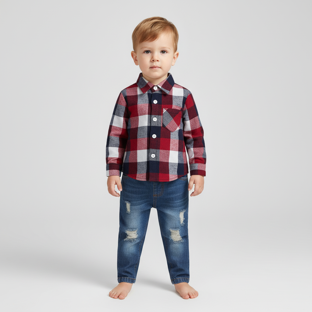 Kariertes Flanellhemd-Set