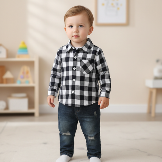 Kariertes Flanellhemd-Set