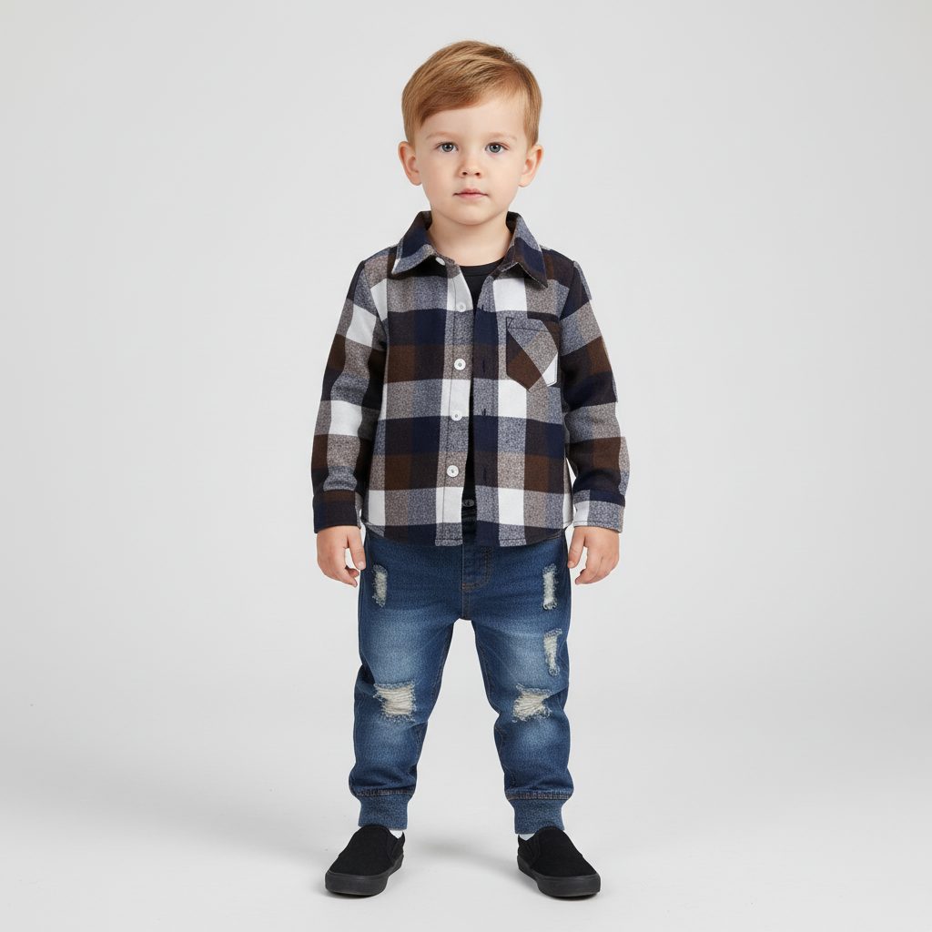 Kariertes Flanellhemd-Set