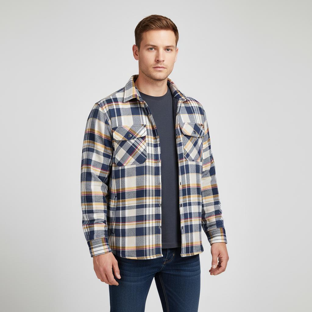 Flanelljacke mit Steppfutter