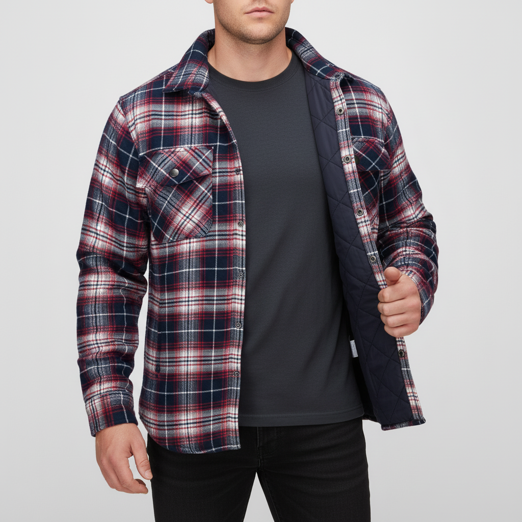Flanelljacke mit Steppfutter