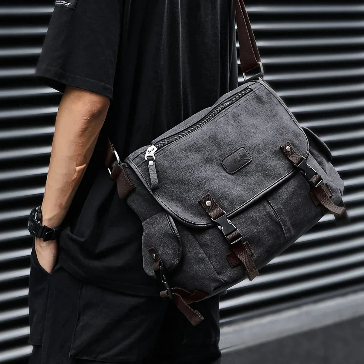 Retro Canvas Messenger Tasche