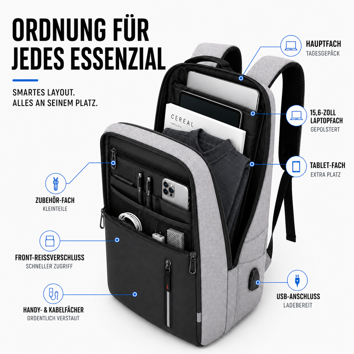 Spritzwassergeschützter Business-Rucksack