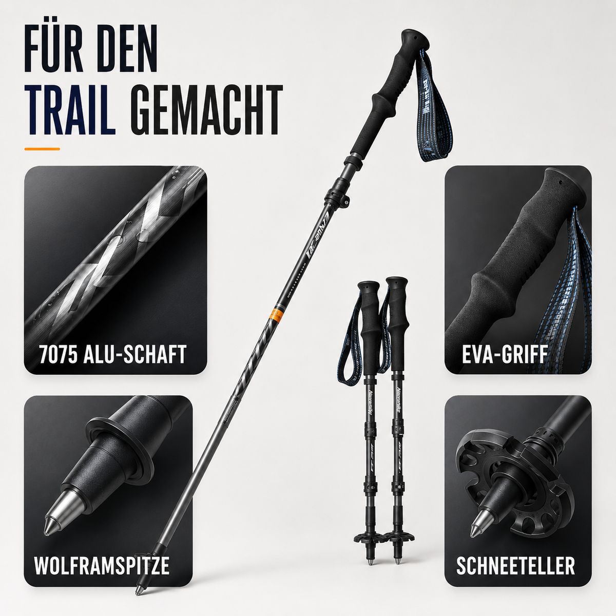 Nordspur | TrailNova Ultraleichte Zusammenklappbare Trekking-Stöcke
