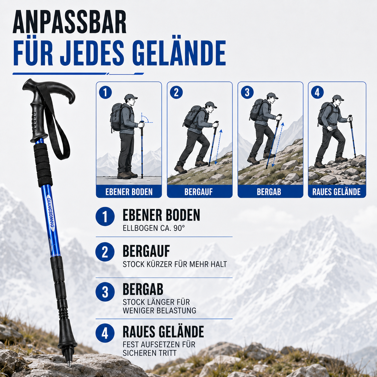 | Trailara Faltbarer Teleskop-Trekkingstab
