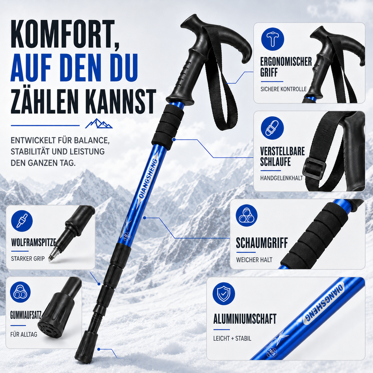 | Trailara Faltbarer Teleskop-Trekkingstab