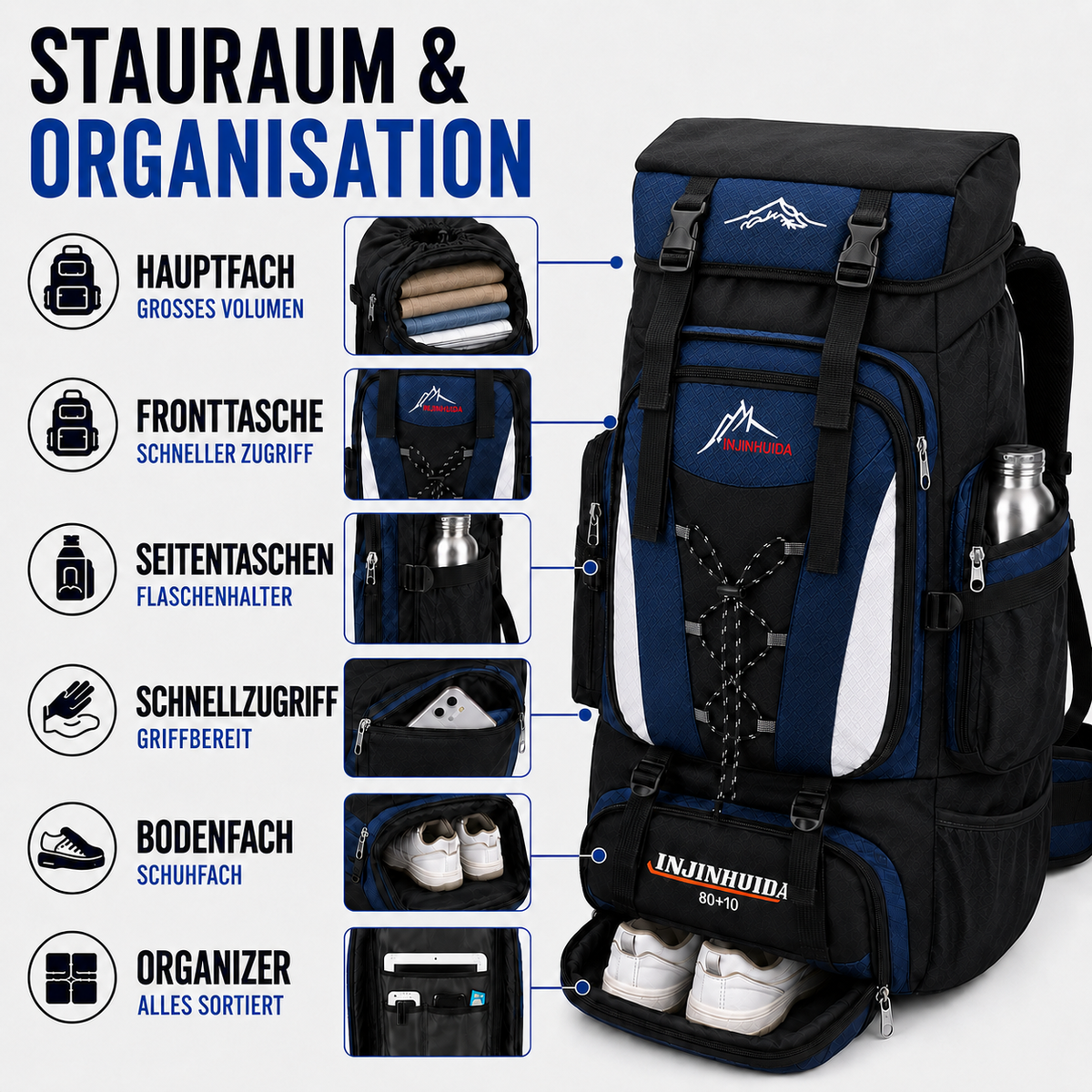 Trekking-Rucksack mit großem Volumen