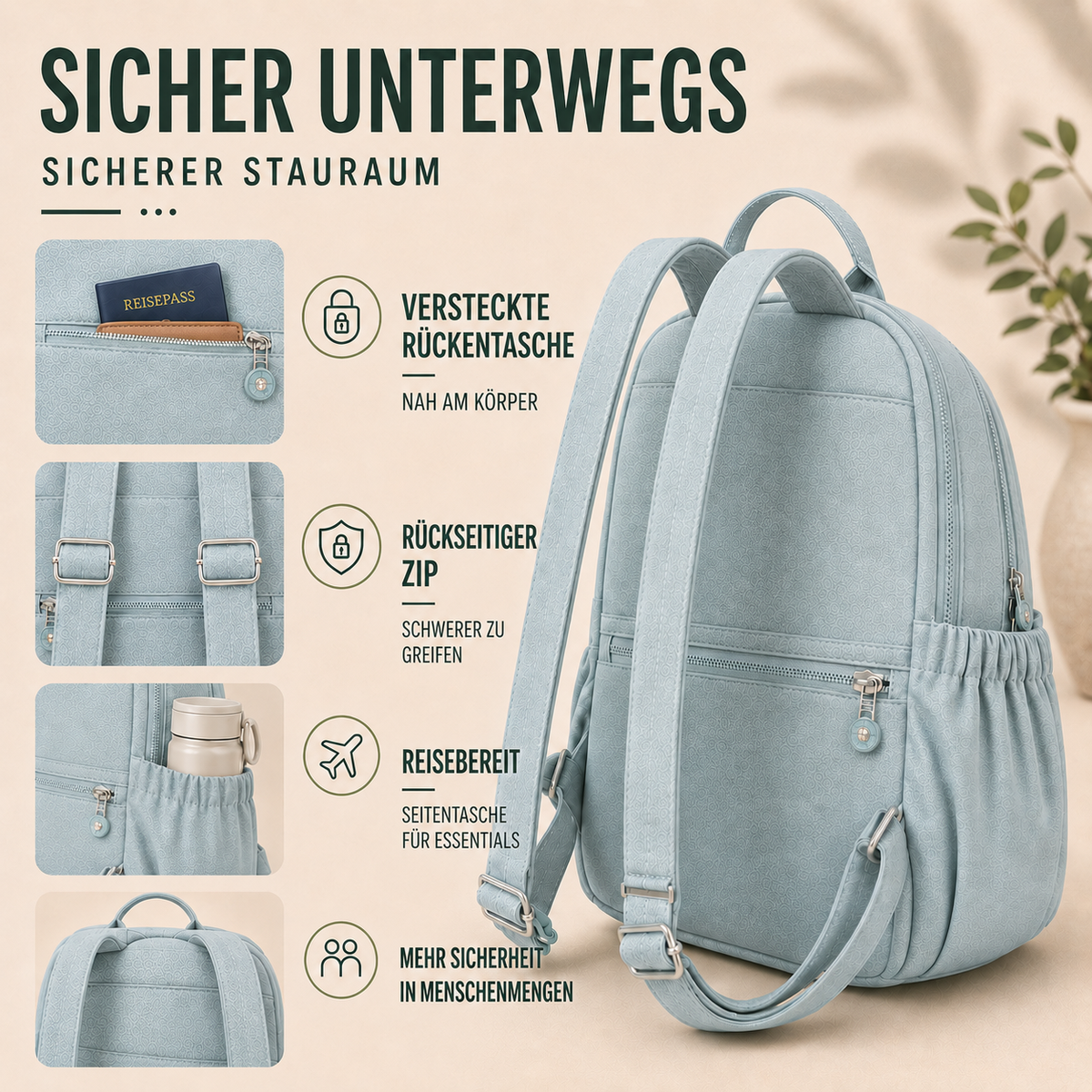 Vellora Casual Nylon Mini-Rucksack