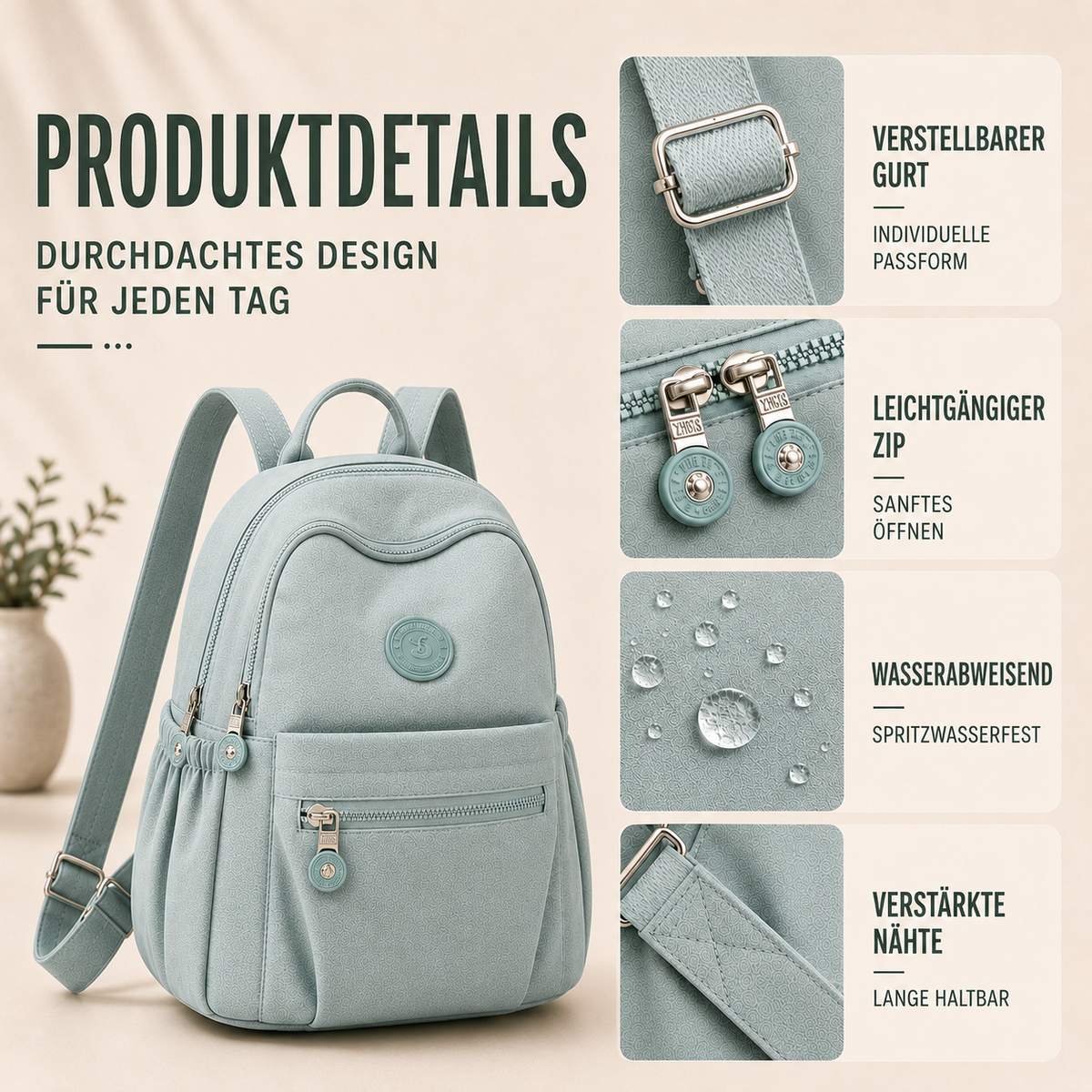 Vellora Casual Nylon Mini-Rucksack