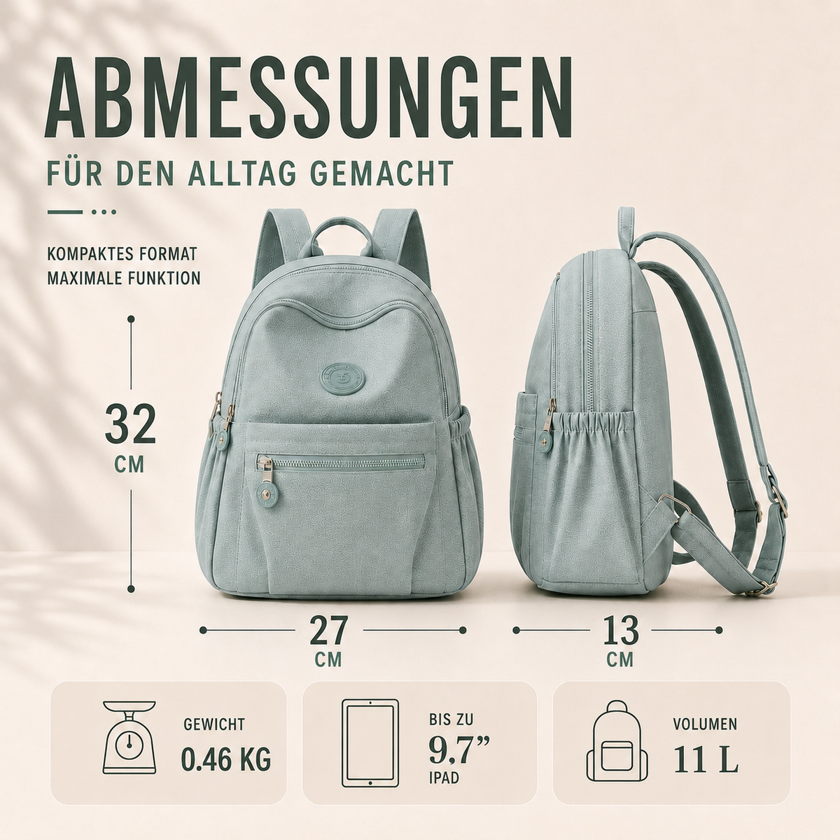 Vellora Casual Nylon Mini-Rucksack