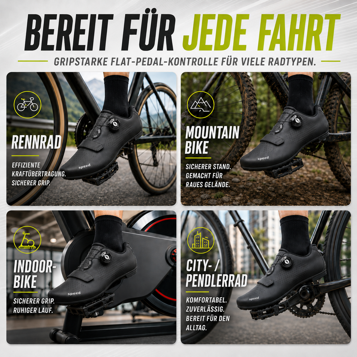 Velodrix Klickpedalfrei-Flatpedal-Radschuh